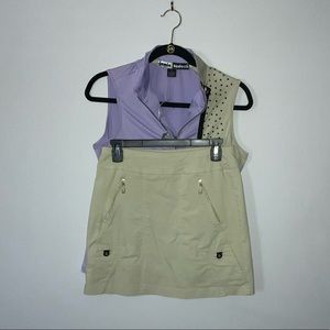 Cute golf outfit. Purple and tan
